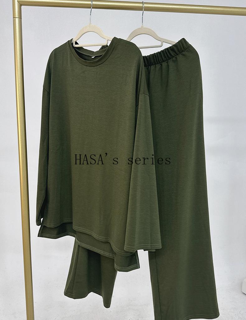 LUMAYA5488 Fashionable and Comfortable Loose Two-piece Suit - Simple Solid Color Design two  piece co  ords