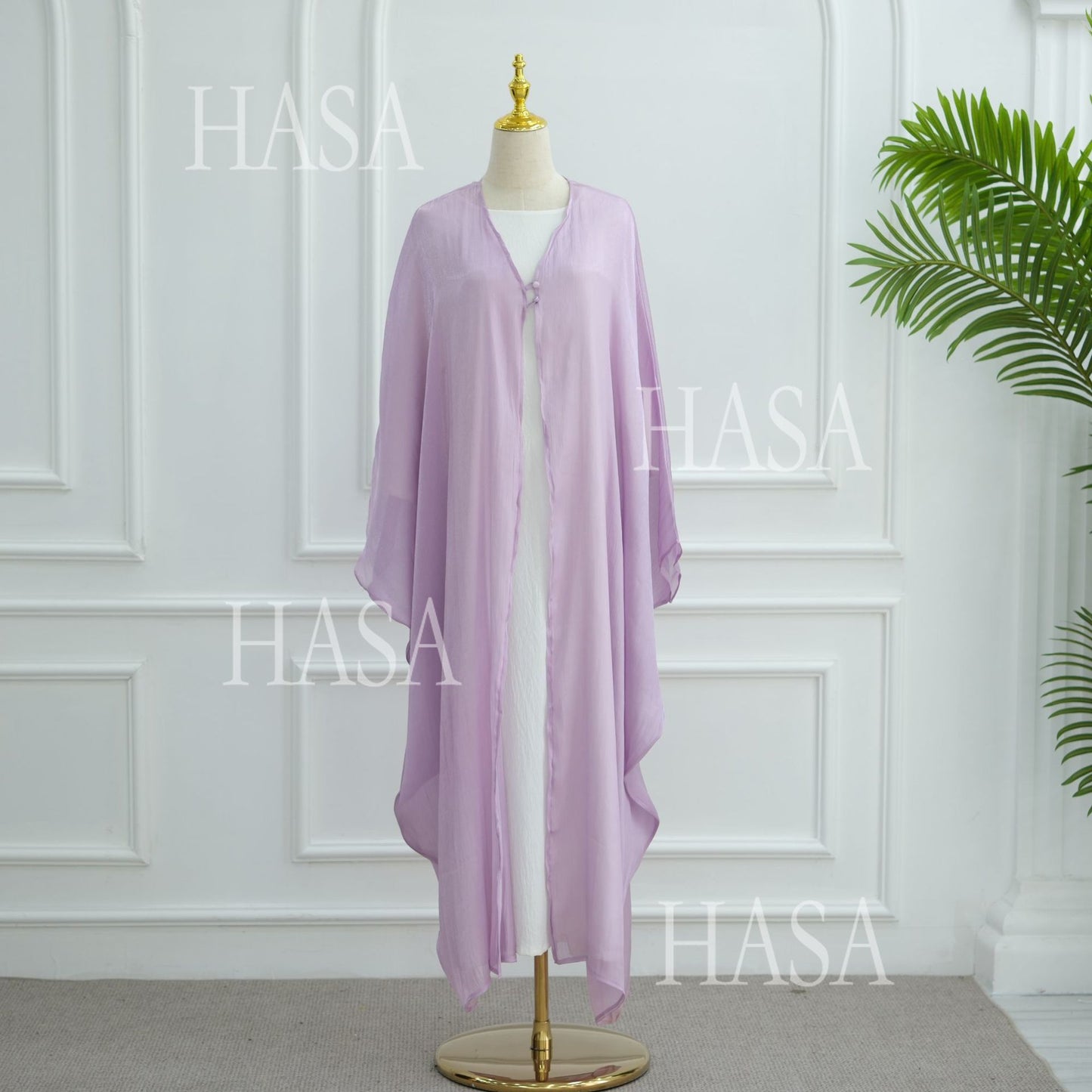 LUMAYA6534 Elegant Island Wrinkle Texture Solid Color Cardigan Robe