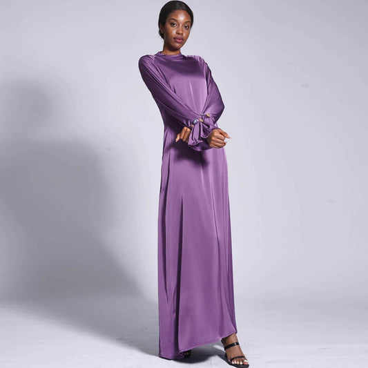LUMAYA LUMAYA0436 Diamond Buckle Long Solid Loose Dress