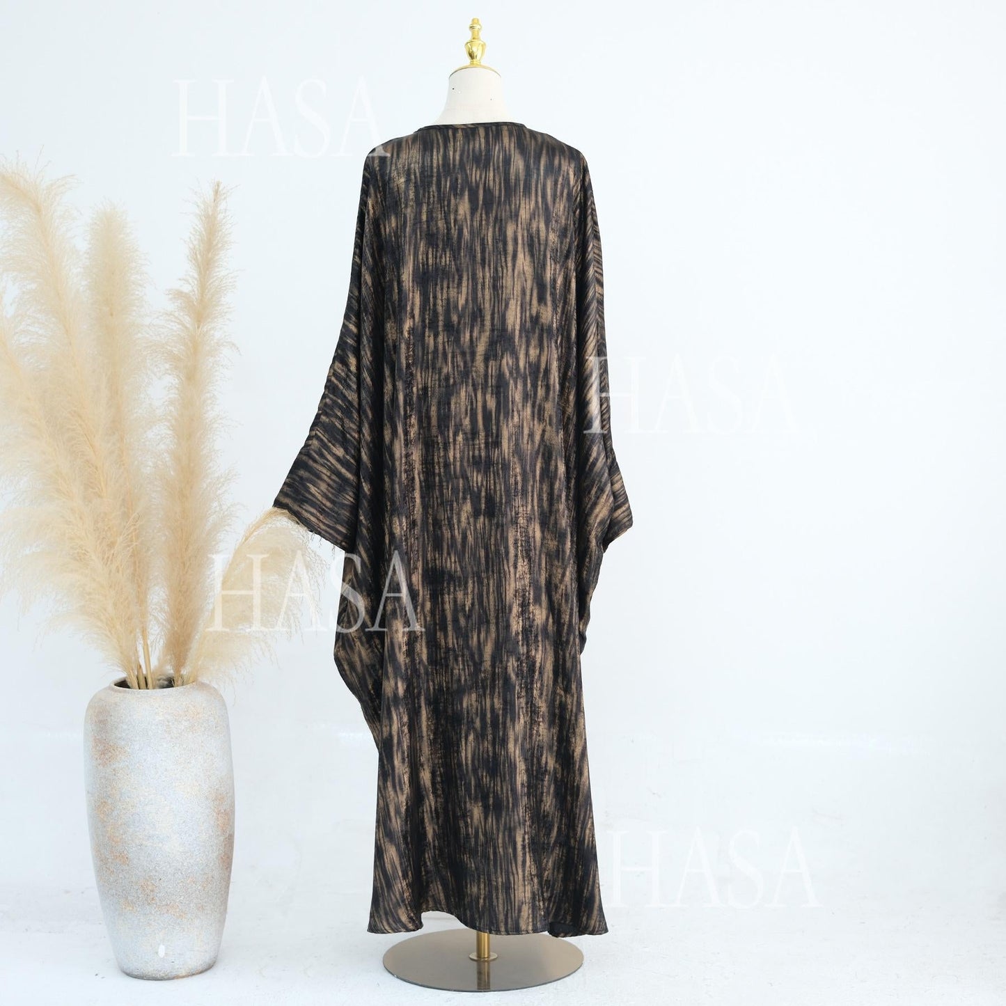 LUMAYA6566 Long-sleeved Printed Batwing Sleeve Loose Dress