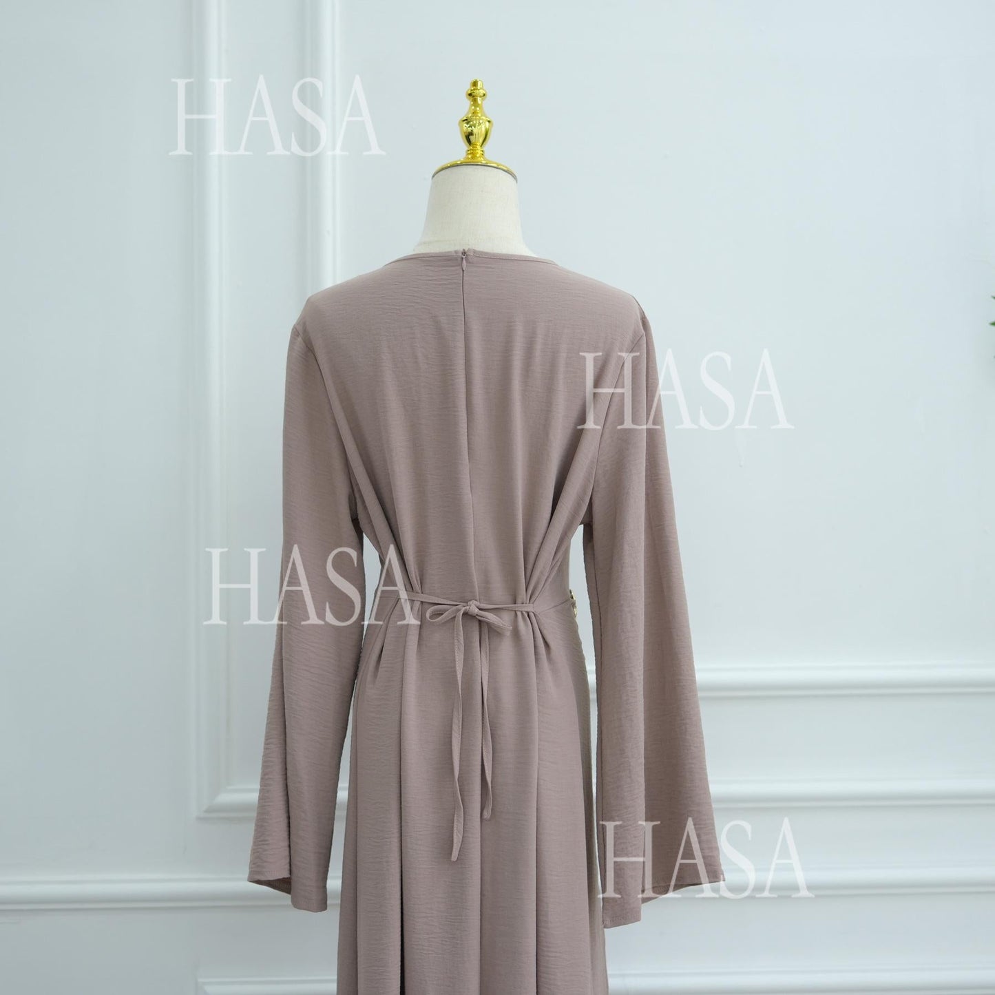 LUMAYA6549 Minimalist Abaya with Waist Detail