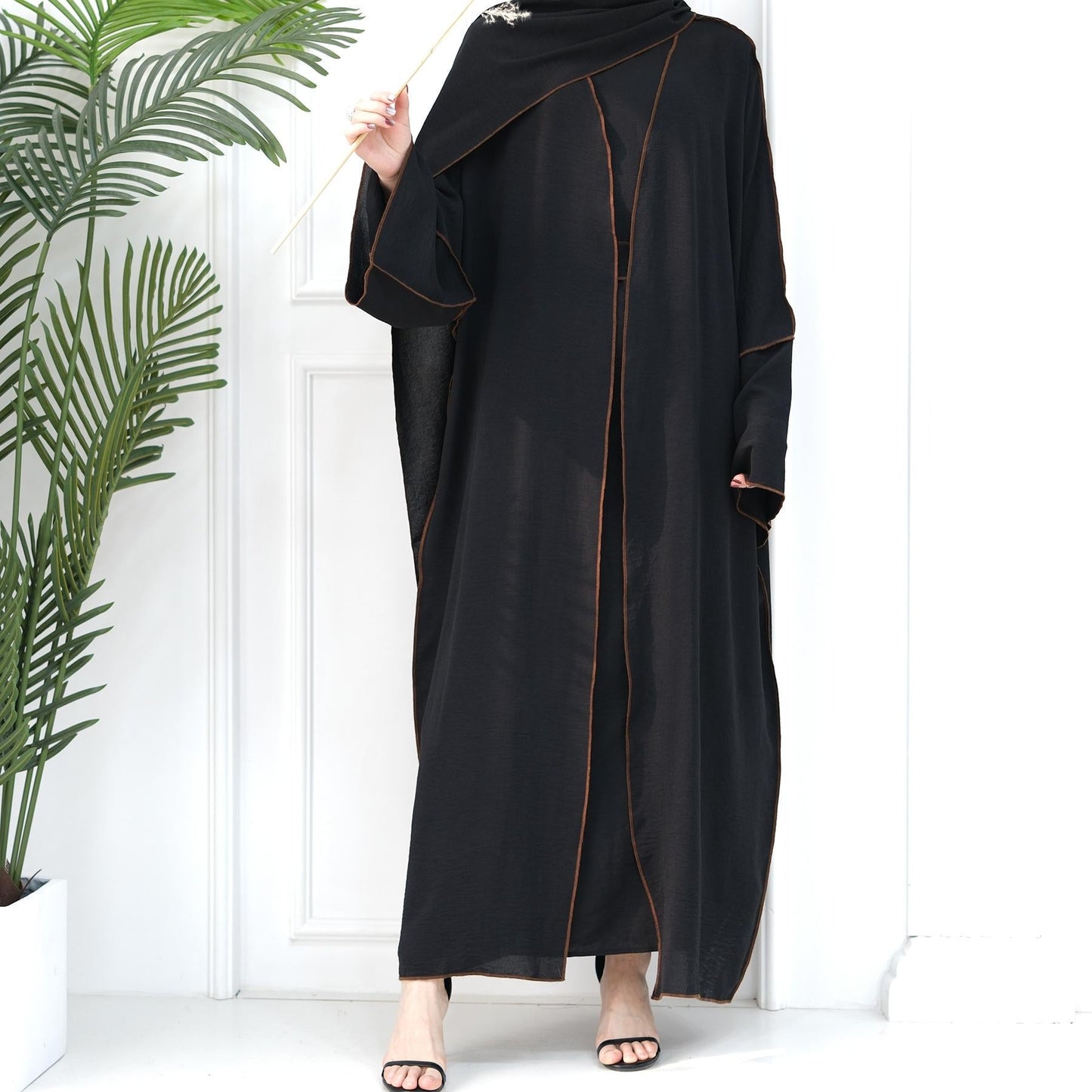 LUMAYA LM1095 3pcs Set Cardigan+without Sleeves Inner Dress+Hijab