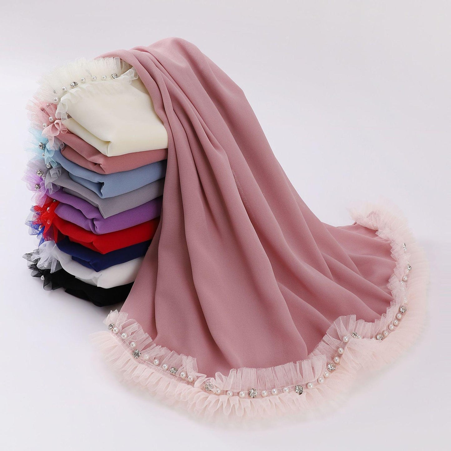LUMAYA LM1118 Pearl Chiffon Lace Headscarf