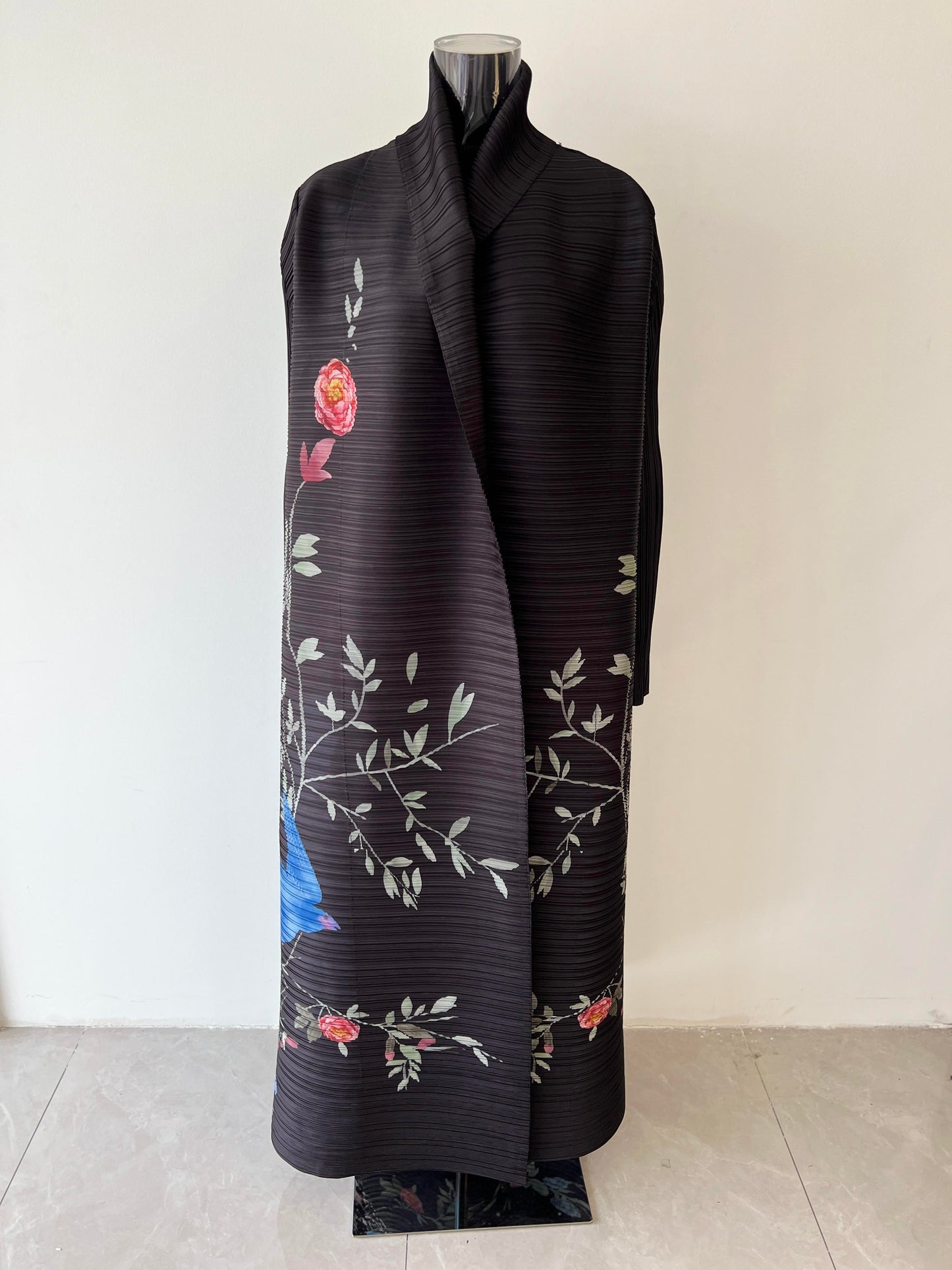 LUMAYA6707 Midnight Serenade ,Black Abaya with Striking Bird Embroidery