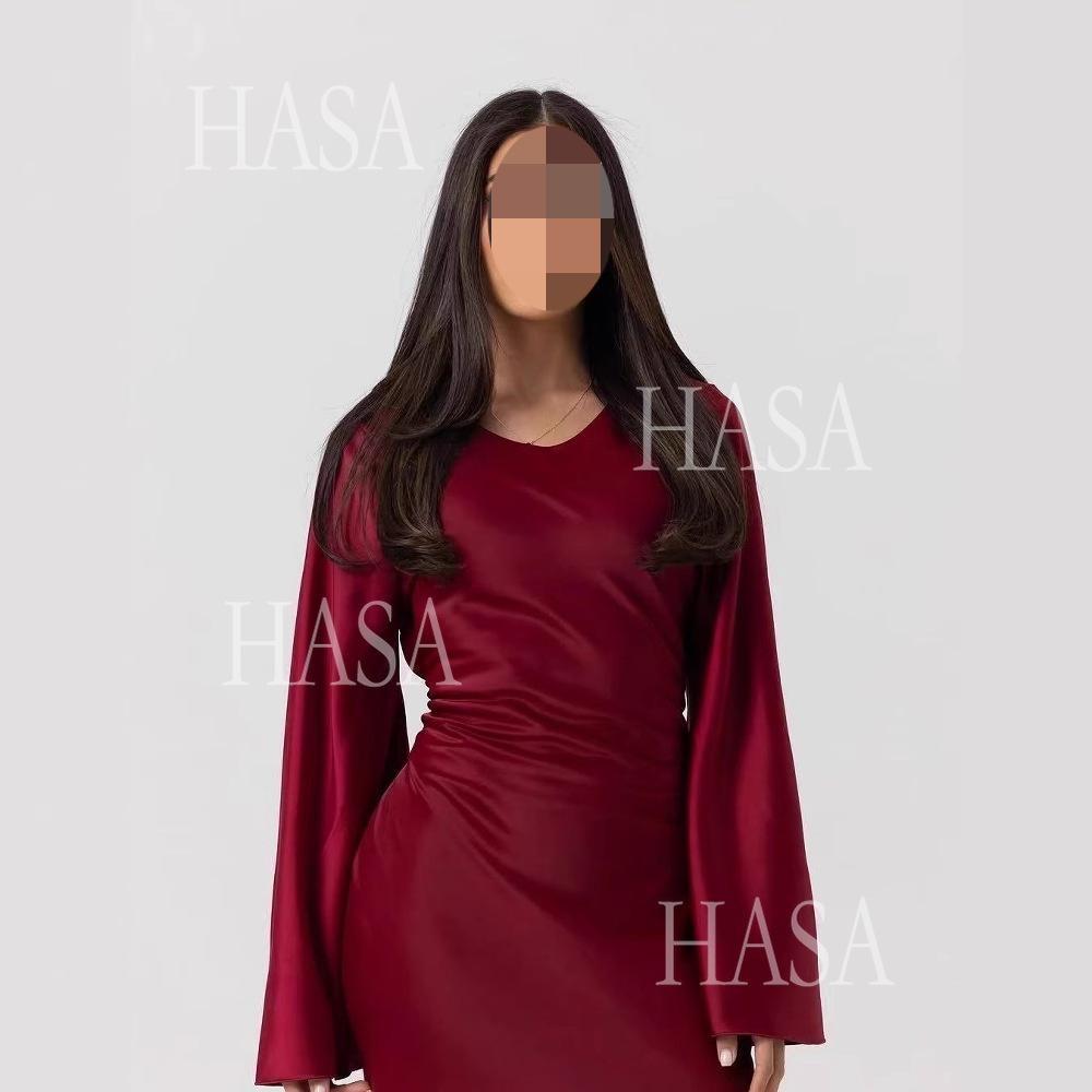 LUMAYA6491 Elegant Bell Sleeve Maxi Dress
