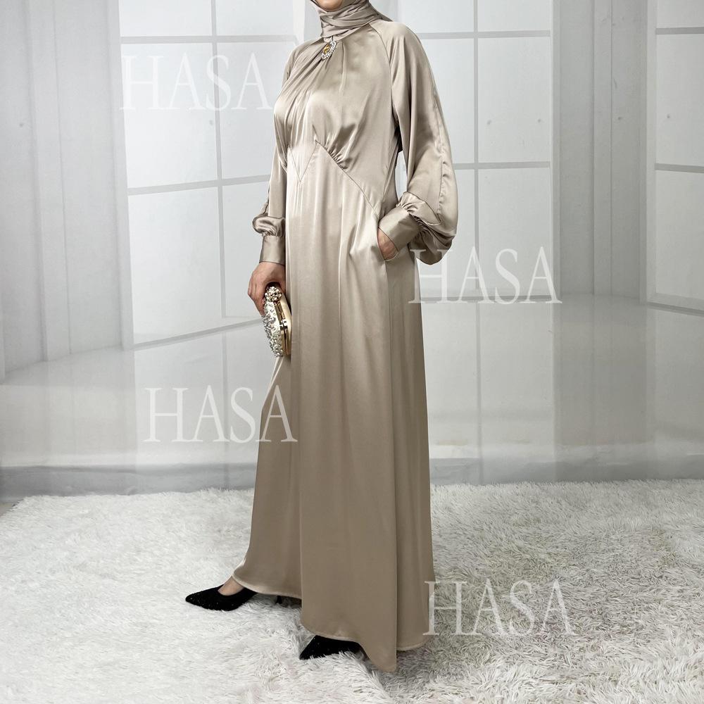 LUMAYA5859 High-end Silk Satin Robe (headscarf Not Included), Elegant Design Exudes Luxurious Texture