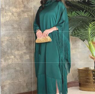 LUMAYA0467 Ladies Dolman Sleeve Tassel Kaftan High Fashion Dress modest party dress