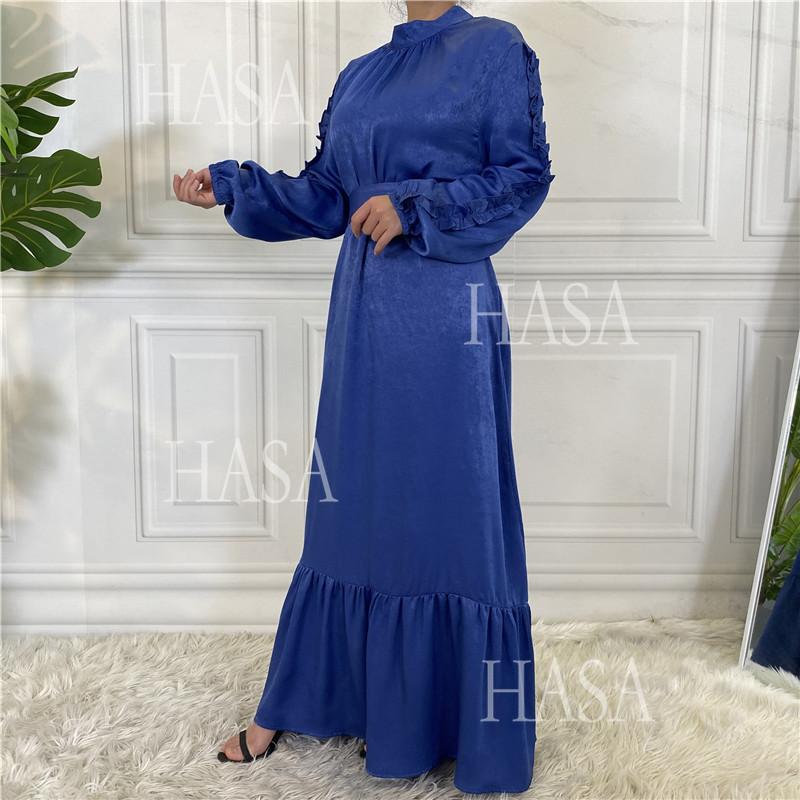 LM6591 Solid Color Turtleneck Long Sleeve Dress with Pleated Waistband