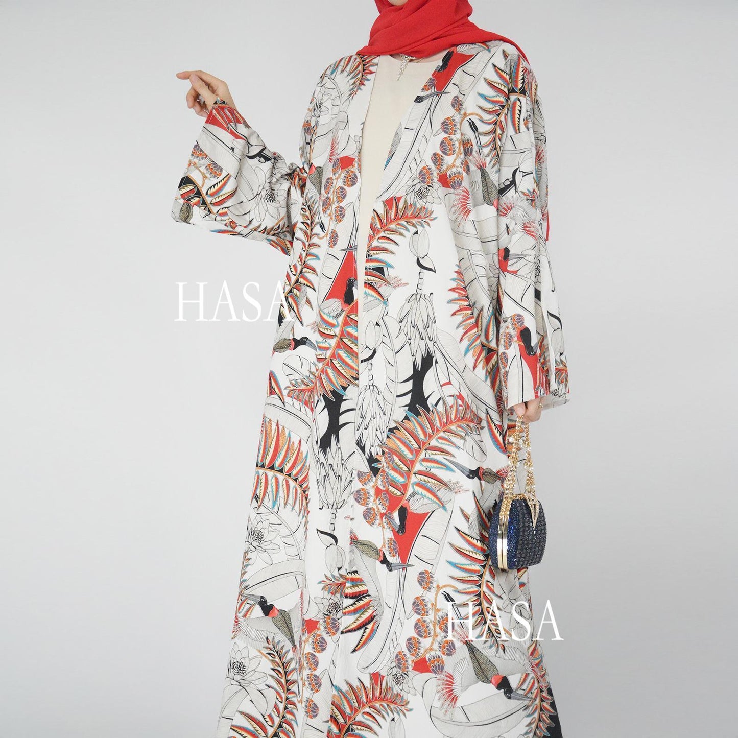 LUMAYA6323 Airy Summer Cardigan with Delicate Floral Prints