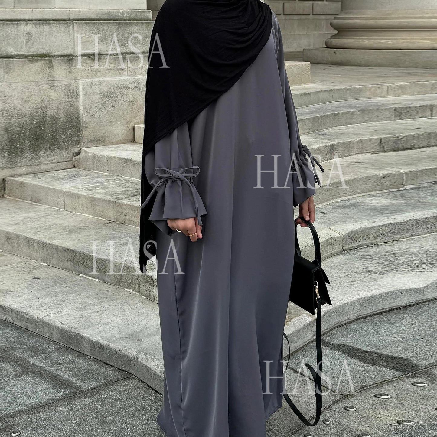 LUMAYA5861 Solid Color Sleeve Robe (without Headscarf), Elegant Temperament Instantly abaya girl