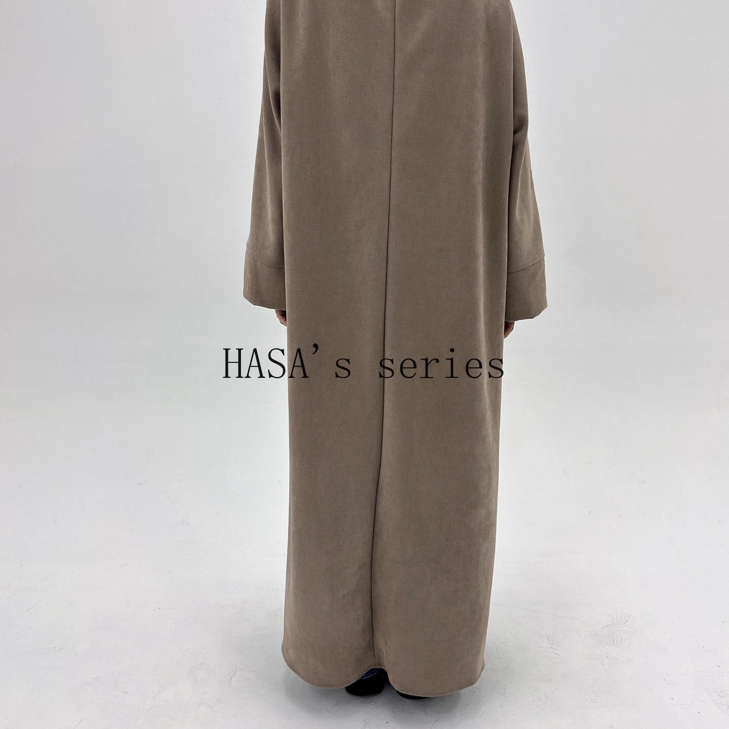 LUMAYA5148 Suede-textured, Simple Cardigan-style Long Robe, A Loose and Comfortable Dress for Autumn and Winter.