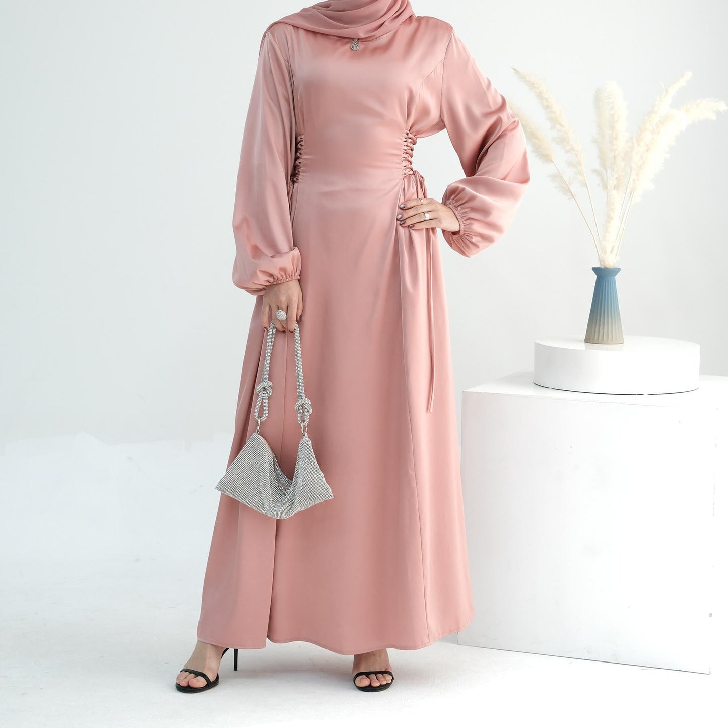 LUMAYA LUMAYA0991 Solid Color High-necked Slim Elegant Dress