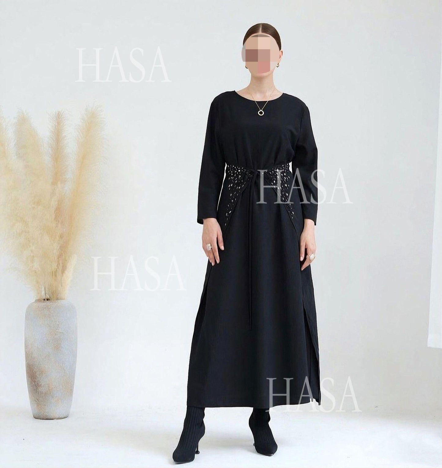 LM6578 Women's Solid Color Three-piece Robe Set (long Skirt + Skirt + Cardigan Jacket)