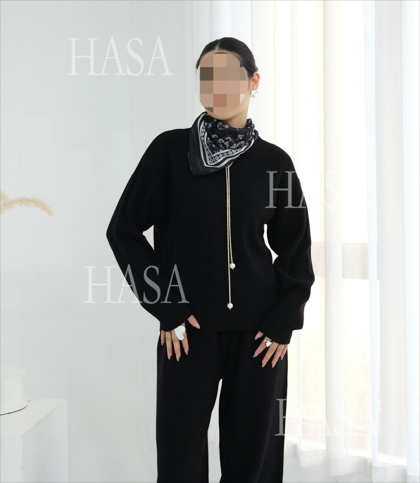 LM6595 Autumn and Winter Thickened Knitted Suit (Not Including Headscarf) | Simple Solid Color Two-Piece Suit