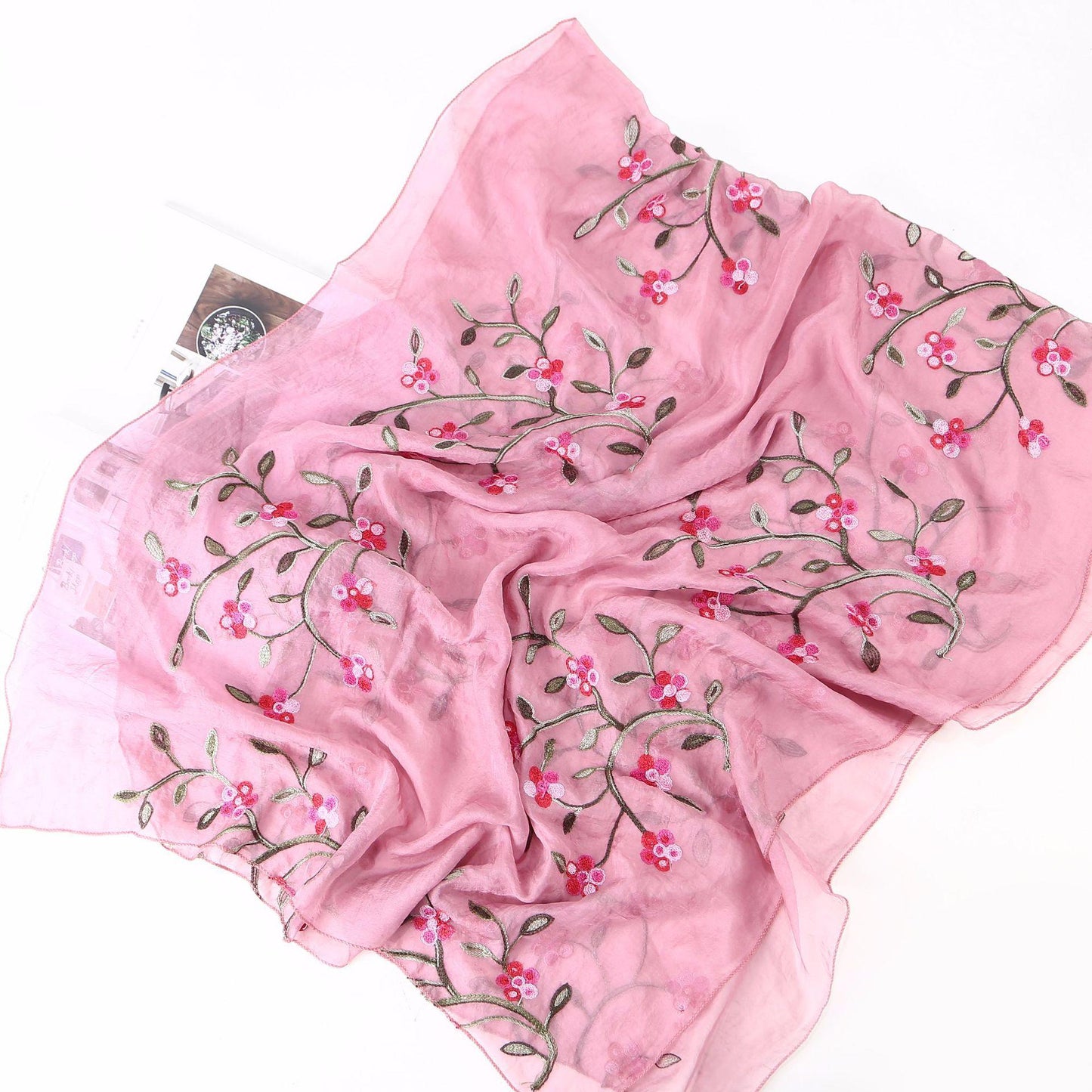 LUMAYA LM1132 Chiffon Flower Embroidered Scarf
