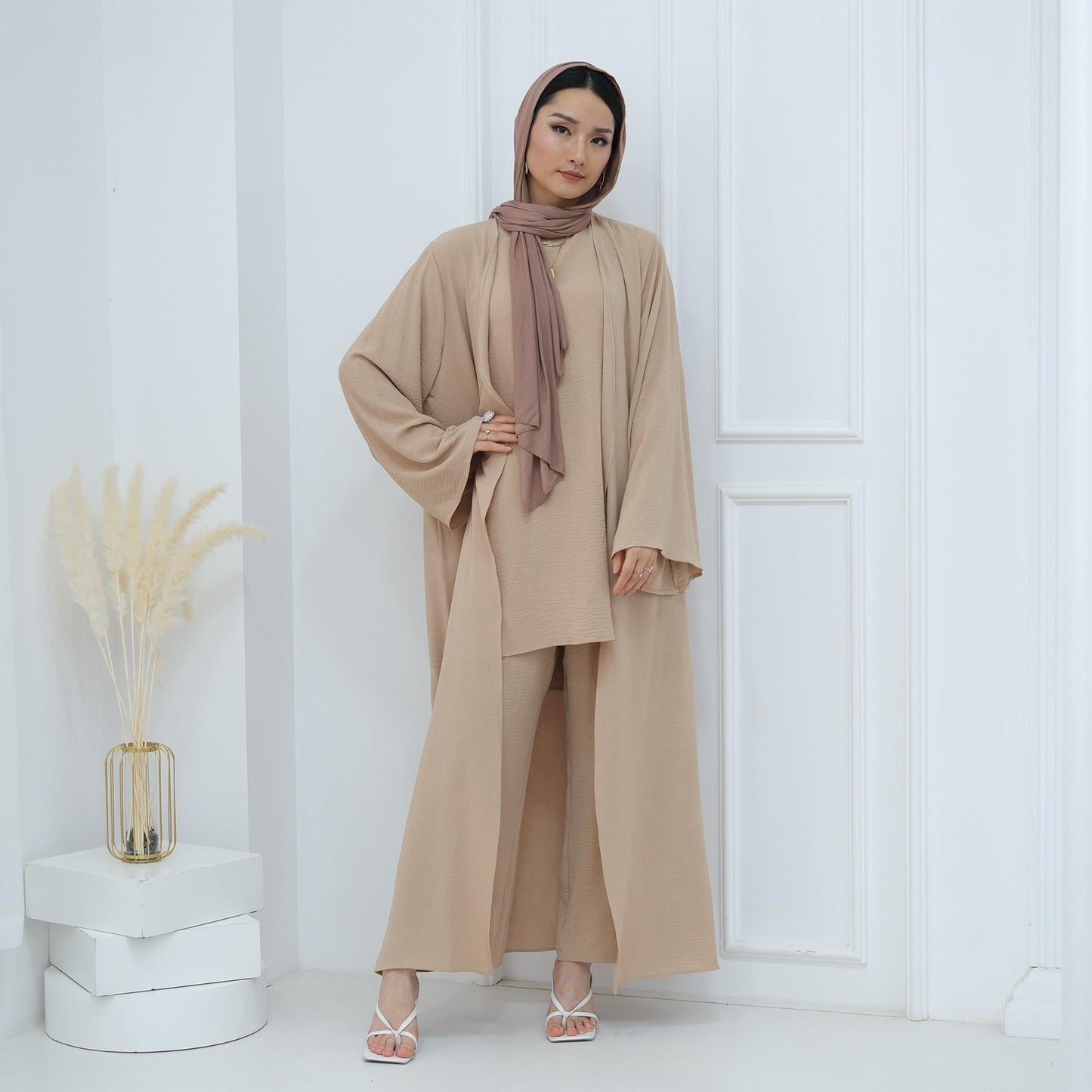LM5107 Classic Solid Color Three-piece Suit - Loose Long Design Combination