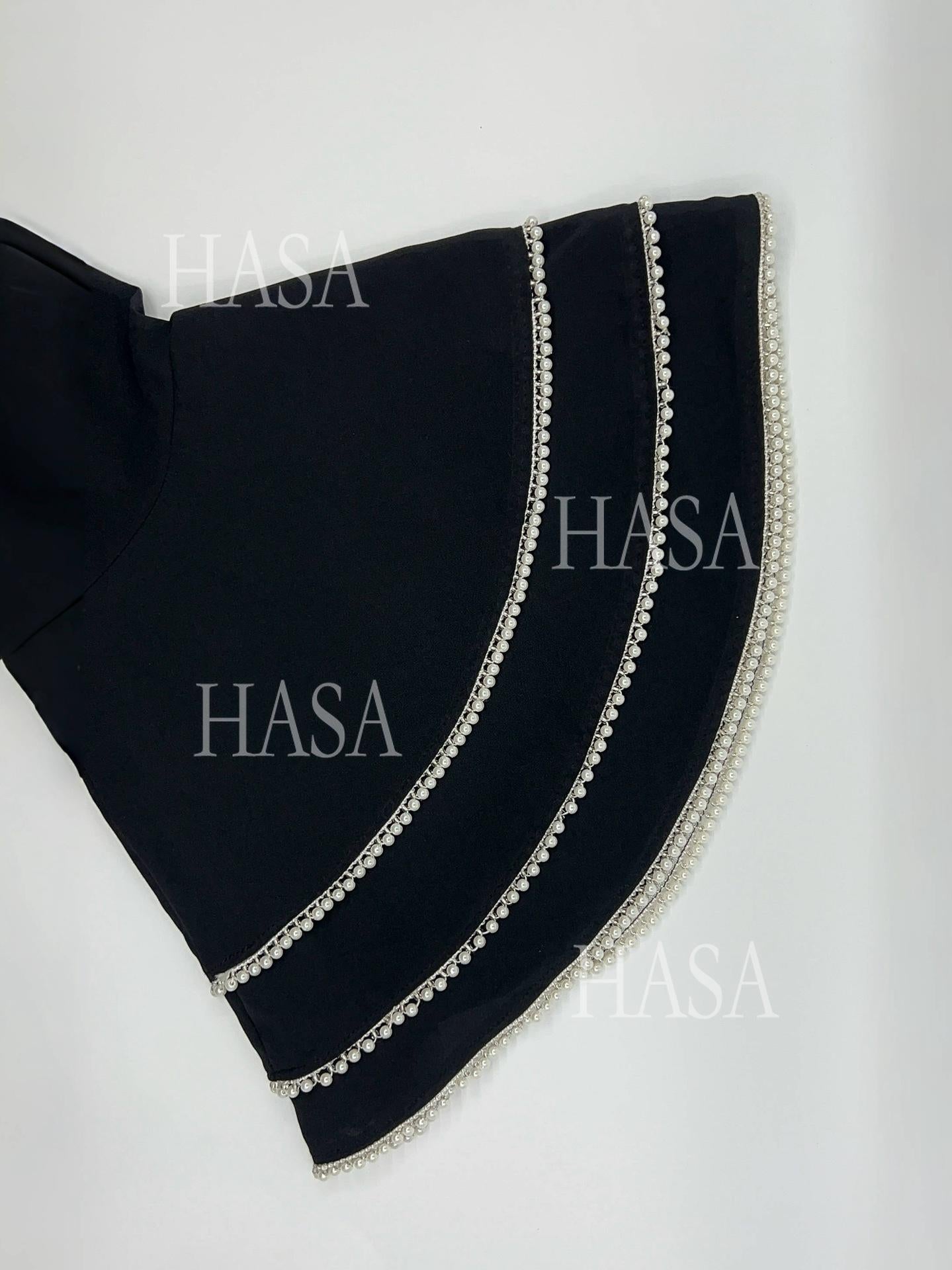 LUMAYA6543 Elegant Abaya with LUMAYAnd-Embroidered Pearl Details