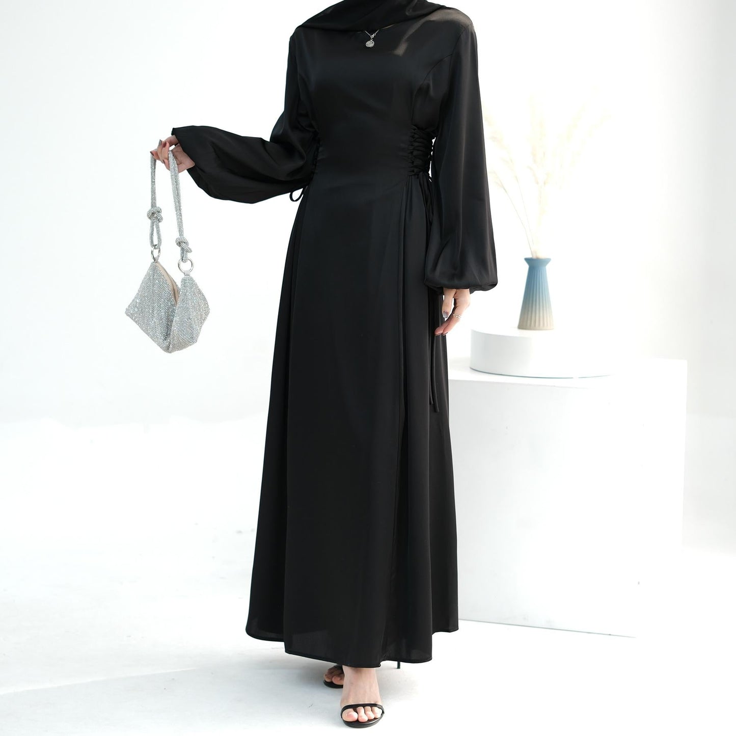 LUMAYA LUMAYA0991 Solid Color High-necked Slim Elegant Dress