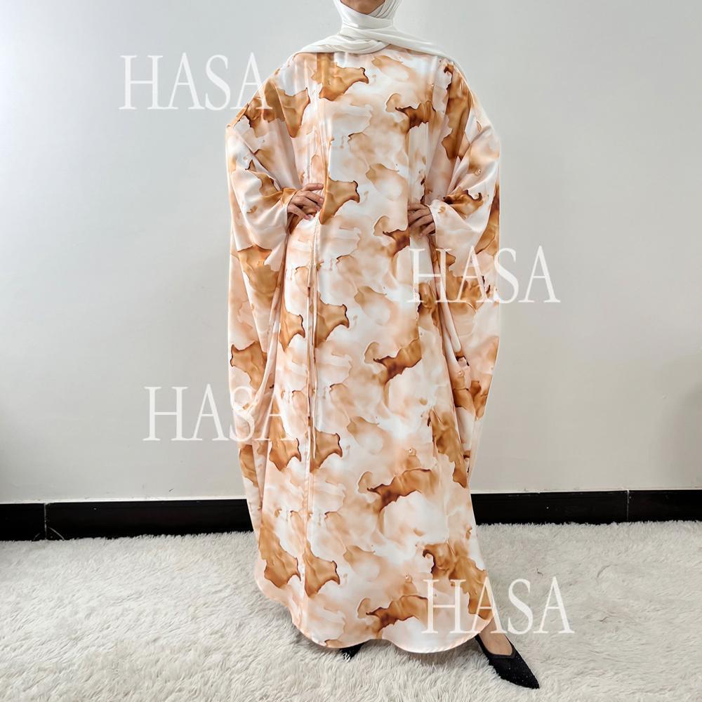 LUMAYA6502 Loose-fitting Printed Robe (headscarf Not Included)