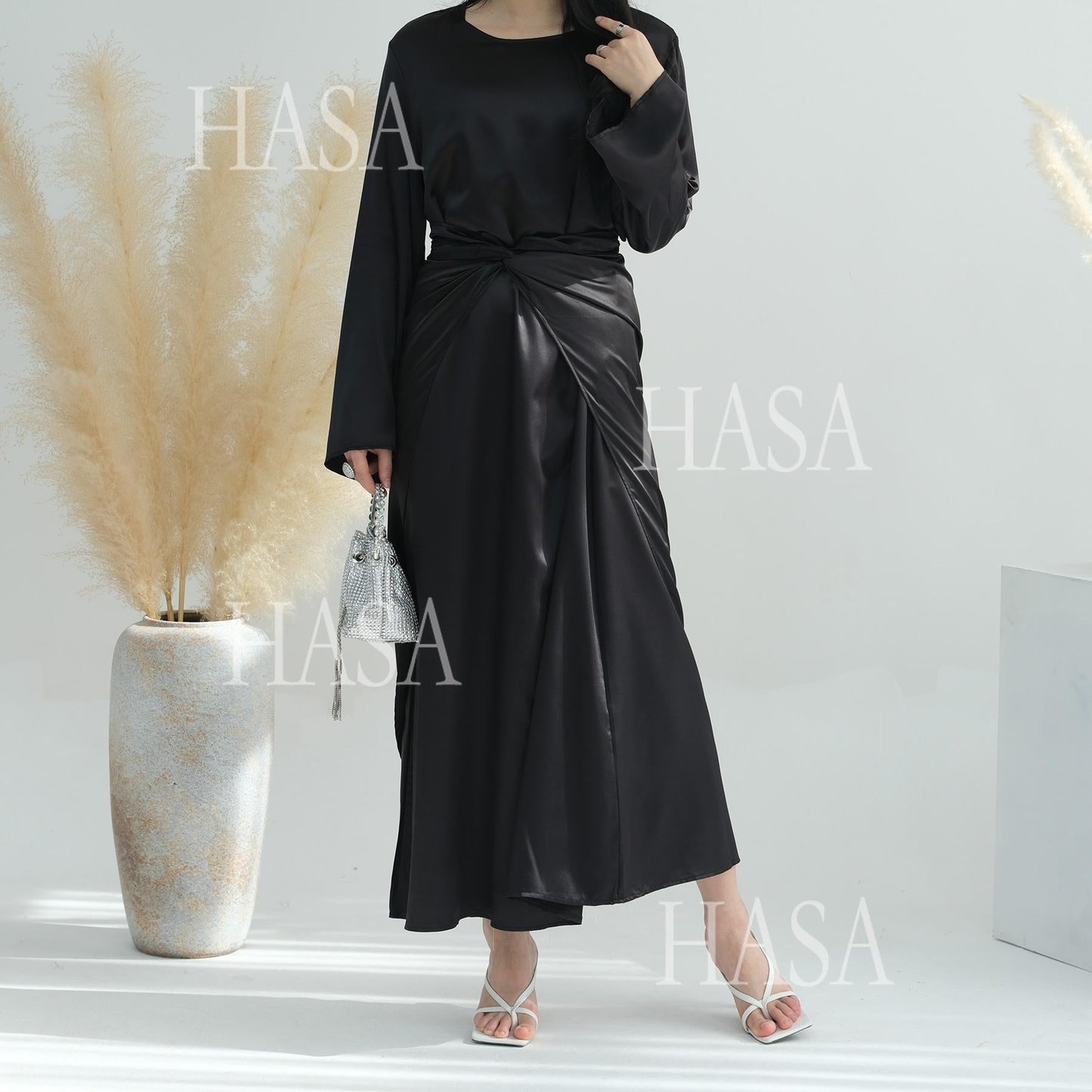LM6581 Solid color three-piece women's long skirt suit