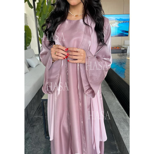 LM6579 Women's Purple Organza Two-Piece Robe (Long Skirt + Jacket)