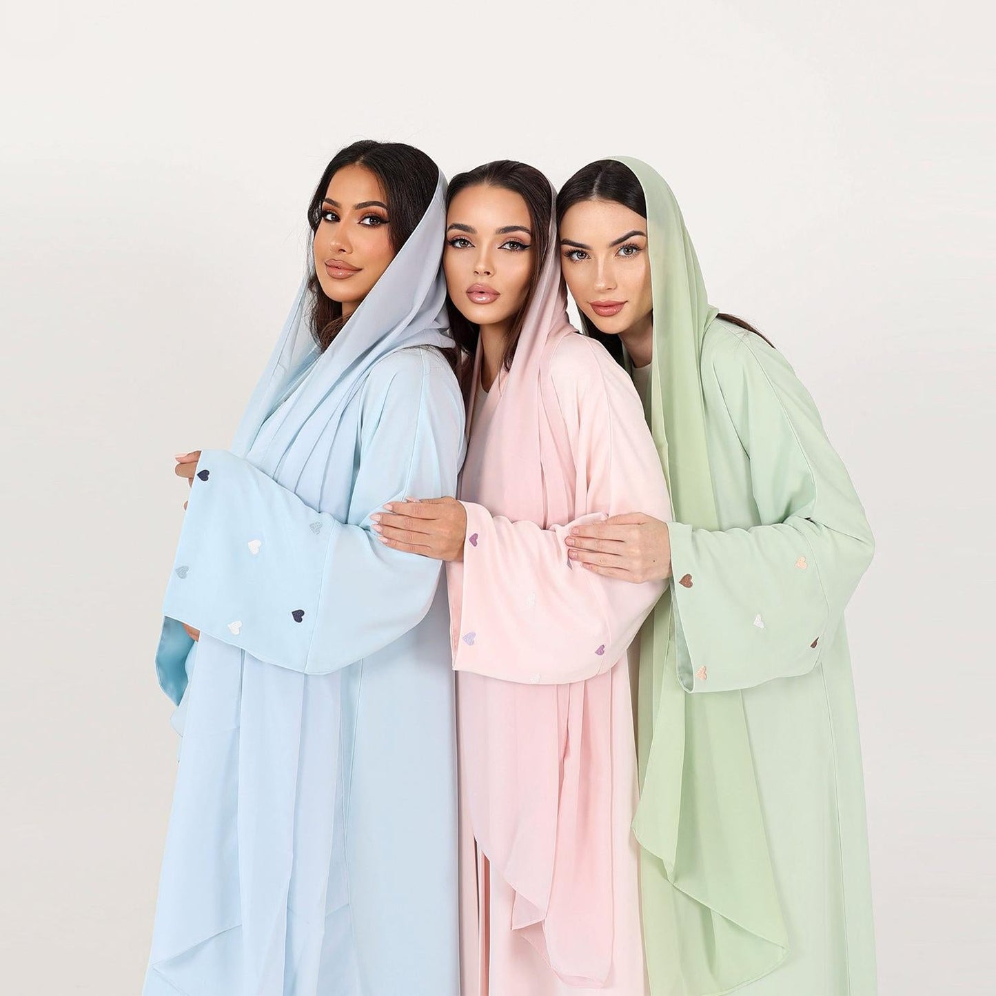 LM1502 Macaroon Color Summer Thin Sleeve Heart Embroidered Robe Cardigan