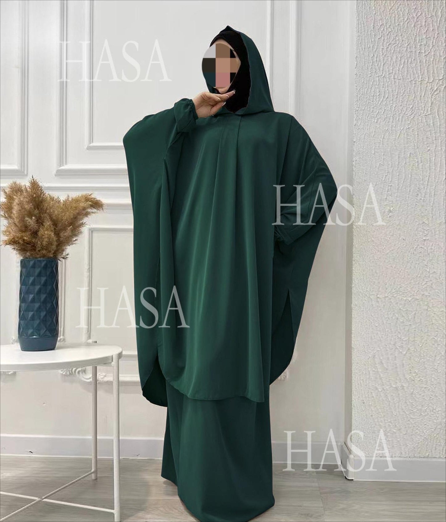LM6583 Solid Color Long Robe Dress with Wide Swing Design