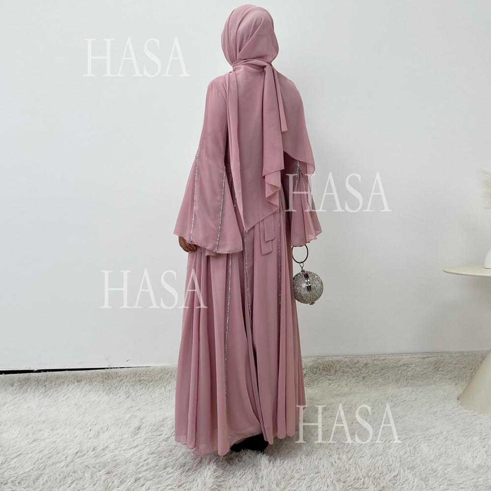LUMAYA6497 Solid Color Light Luxury Chiffon Long Skirt Suit