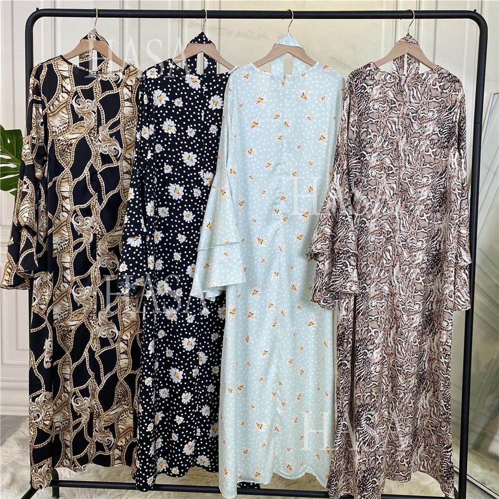 LM6590 Fashionable Printed Loose-fitting Dress with Lace-up Design and Wide Swing