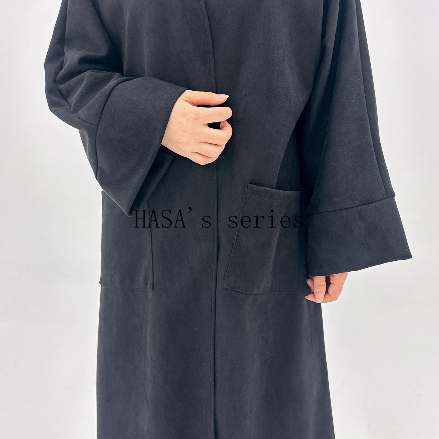 LUMAYA5148 Suede-textured, Simple Cardigan-style Long Robe, A Loose and Comfortable Dress for Autumn and Winter.