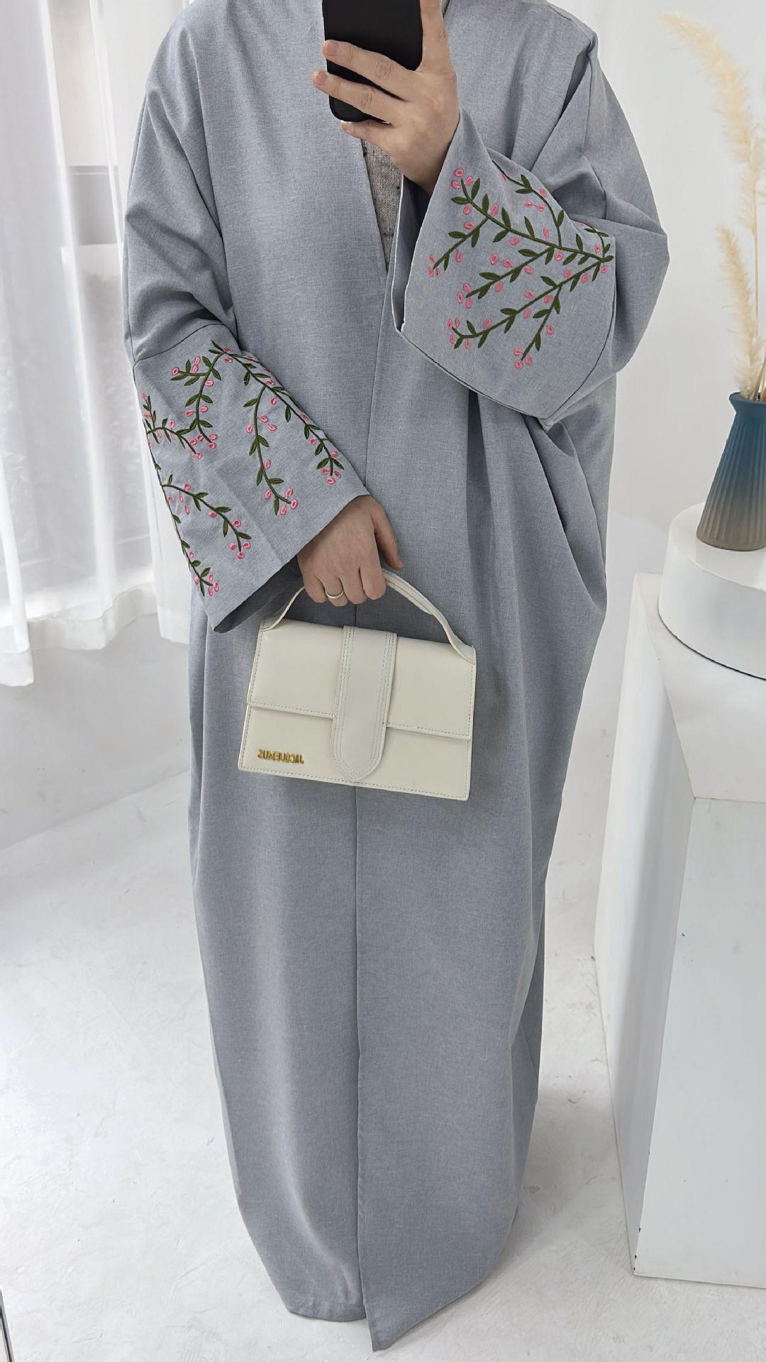 LUMAYA LUMAYA1046 Flower Embroidery Elegant Cardigan Robe