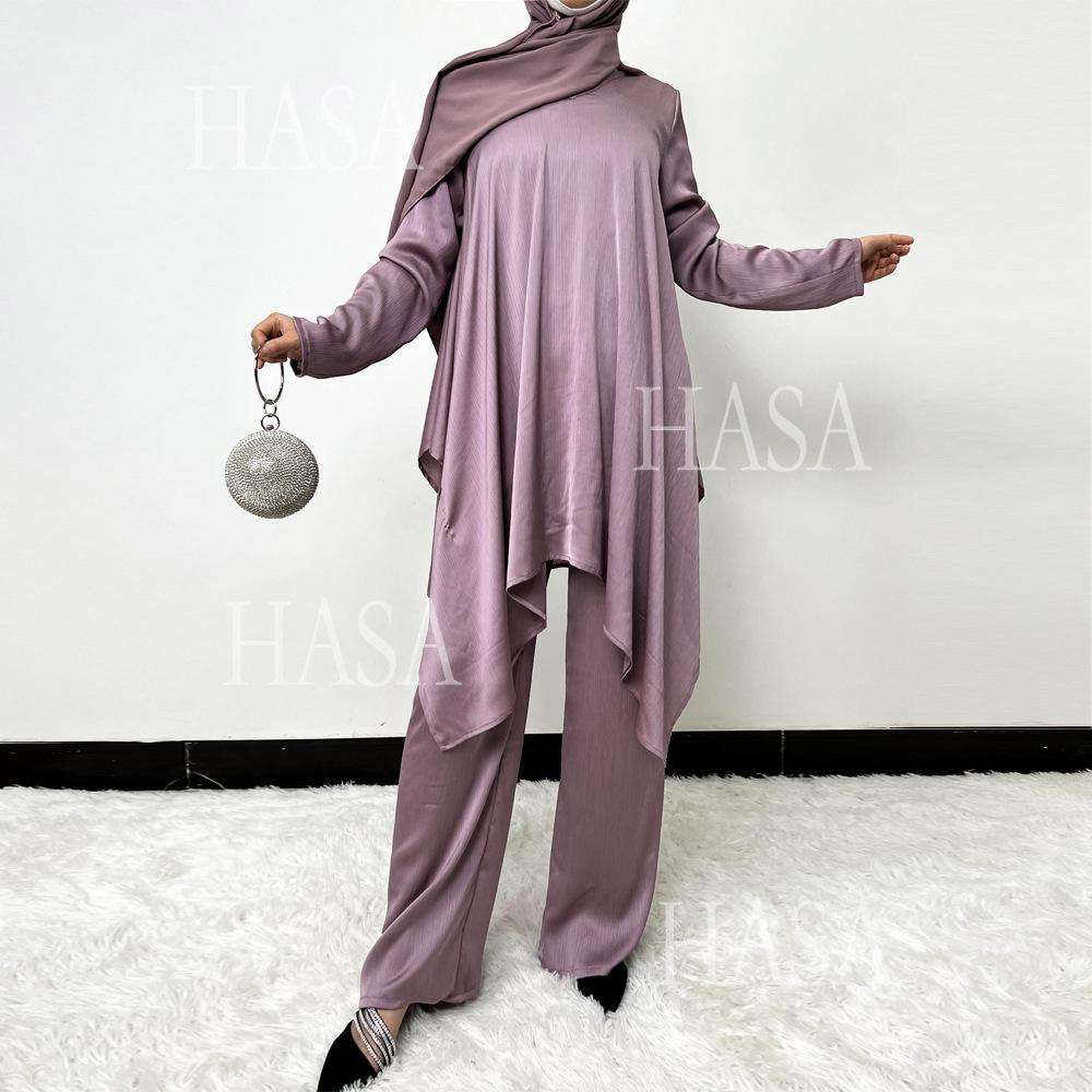 LUMAYA5854 High-end crepe linen two-piece robe, irregular design shows fashion(Headband not included)