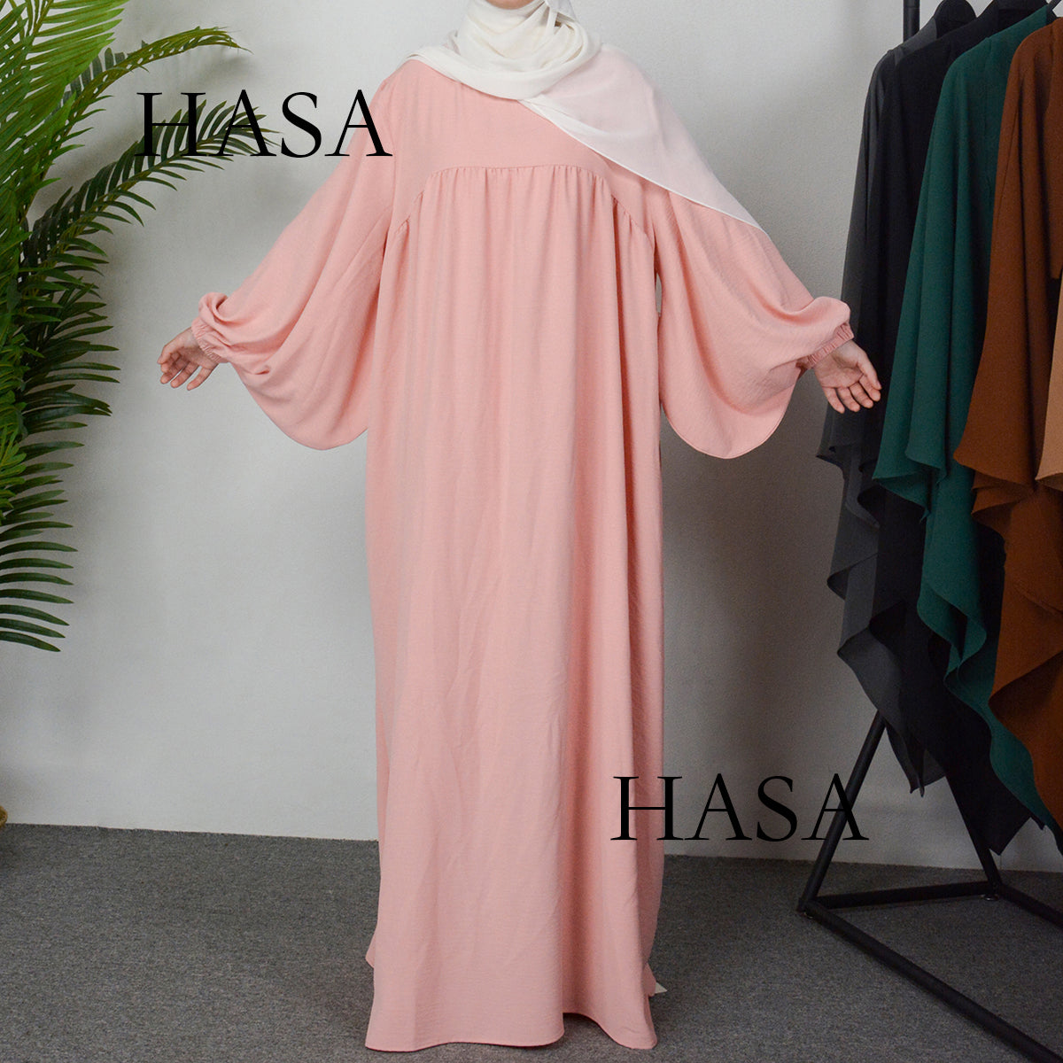 HAYA0429 Muslim OverSize Abaya with special Bubble sleeves for all body Shape