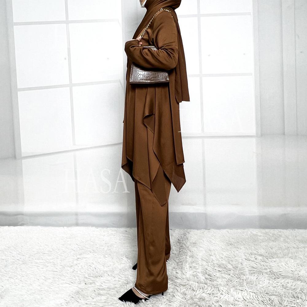 LUMAYA5854 High-end crepe linen two-piece robe, irregular design shows fashion(Headband not included)