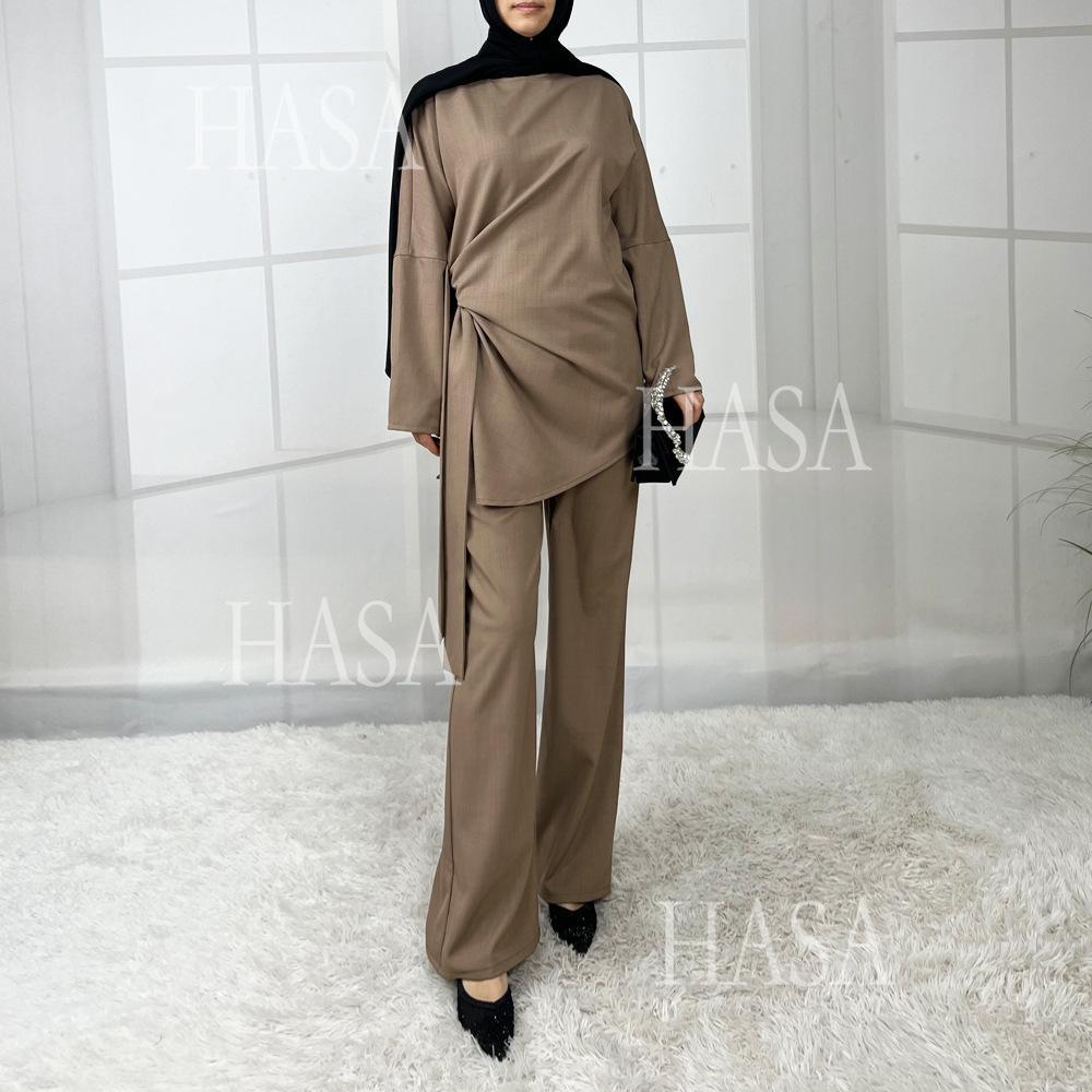LUMAYA5856 High-end Imitation Linen Two-piece Suit (excluding Headscarf), Fashionable and Comfortable New Experience