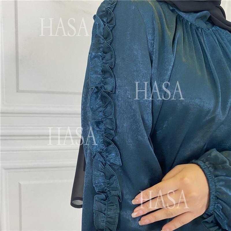 LM6591 Solid Color Turtleneck Long Sleeve Dress with Pleated Waistband