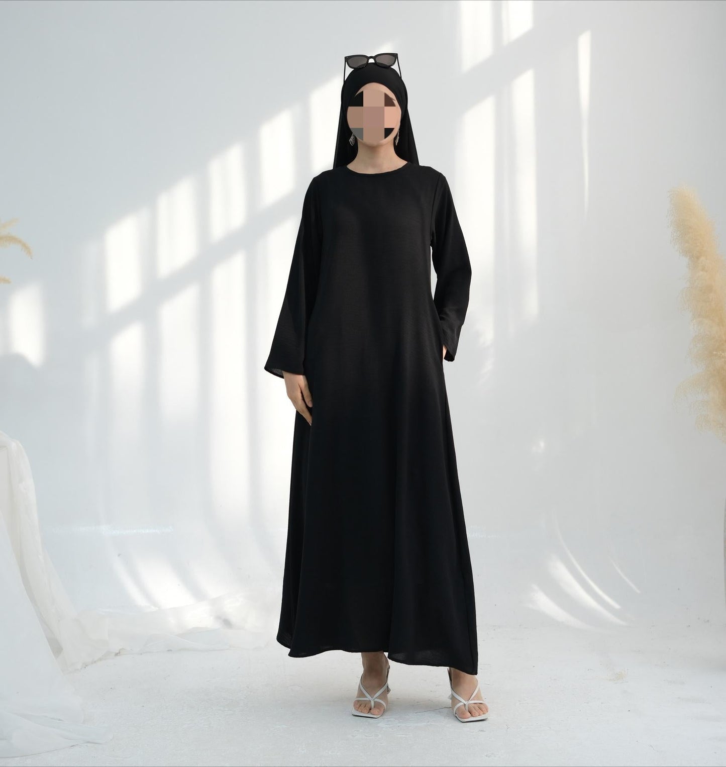 LUMAYA6513 Double-layered sleeve chiffon cardigan two-piece robe abaya (headscarf not included)