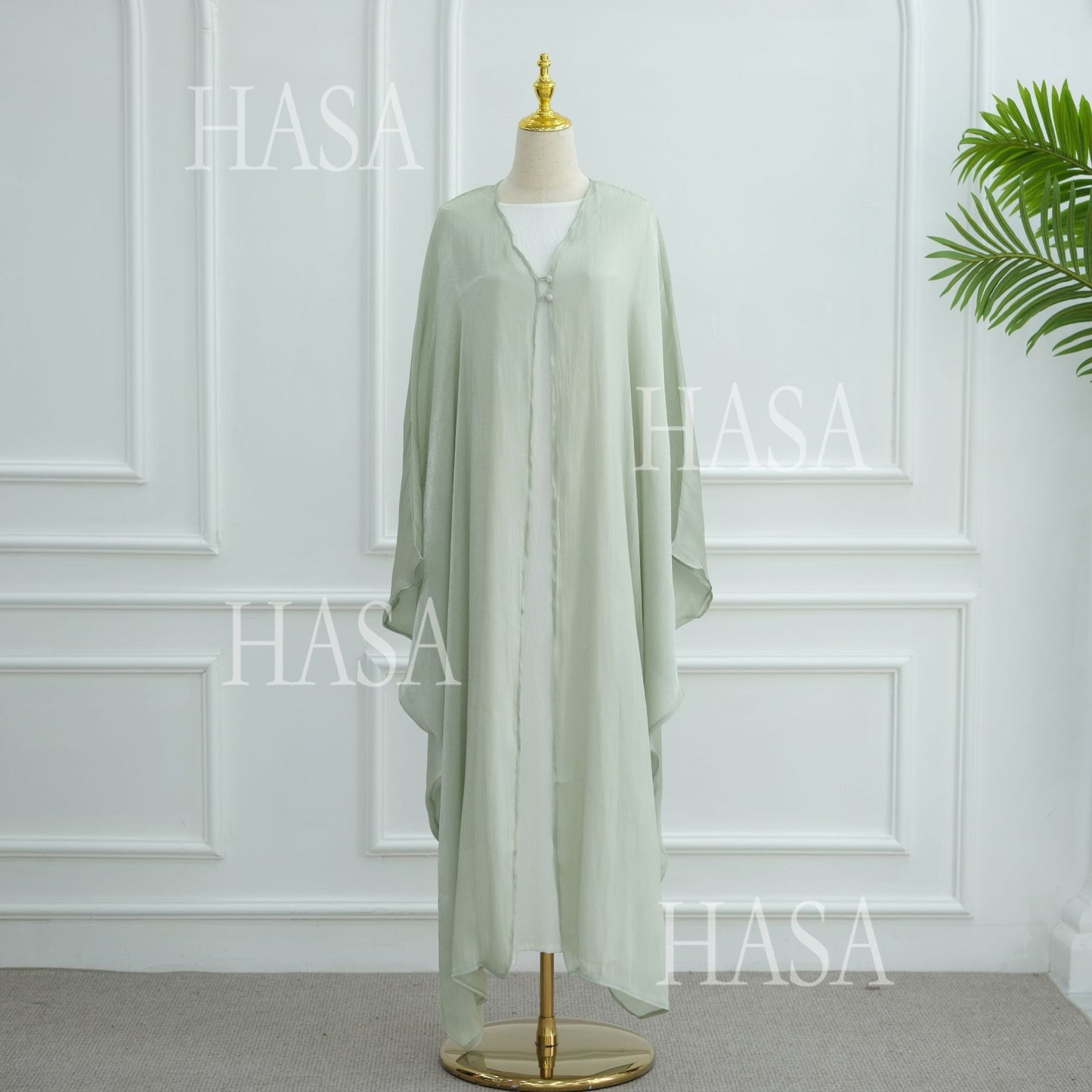 LUMAYA6534 Elegant Island Wrinkle Texture Solid Color Cardigan Robe