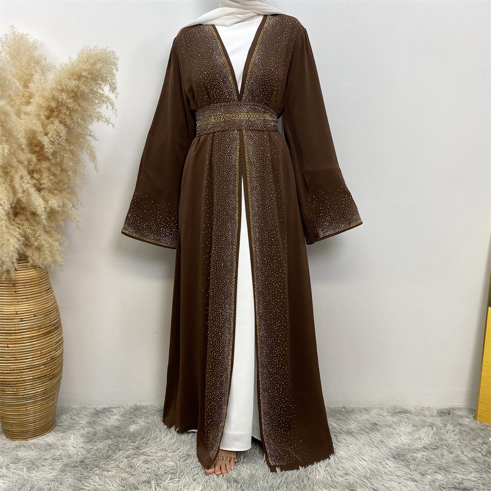 LUMAYA LUMAYA1086 Hot Diamond Lace Up Cardigan with Pocket Dress