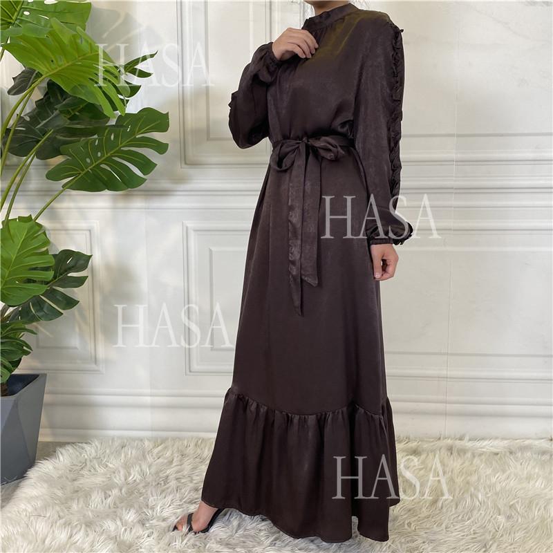 LM6591 Solid Color Turtleneck Long Sleeve Dress with Pleated Waistband