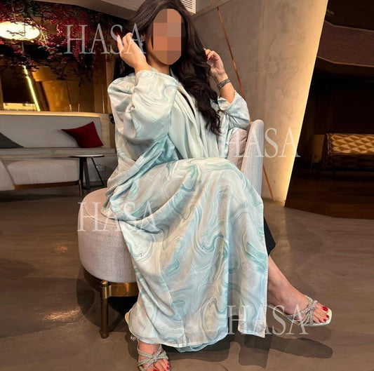 LM6635 Abaya chiffon printed two-piece set (including headscarf)