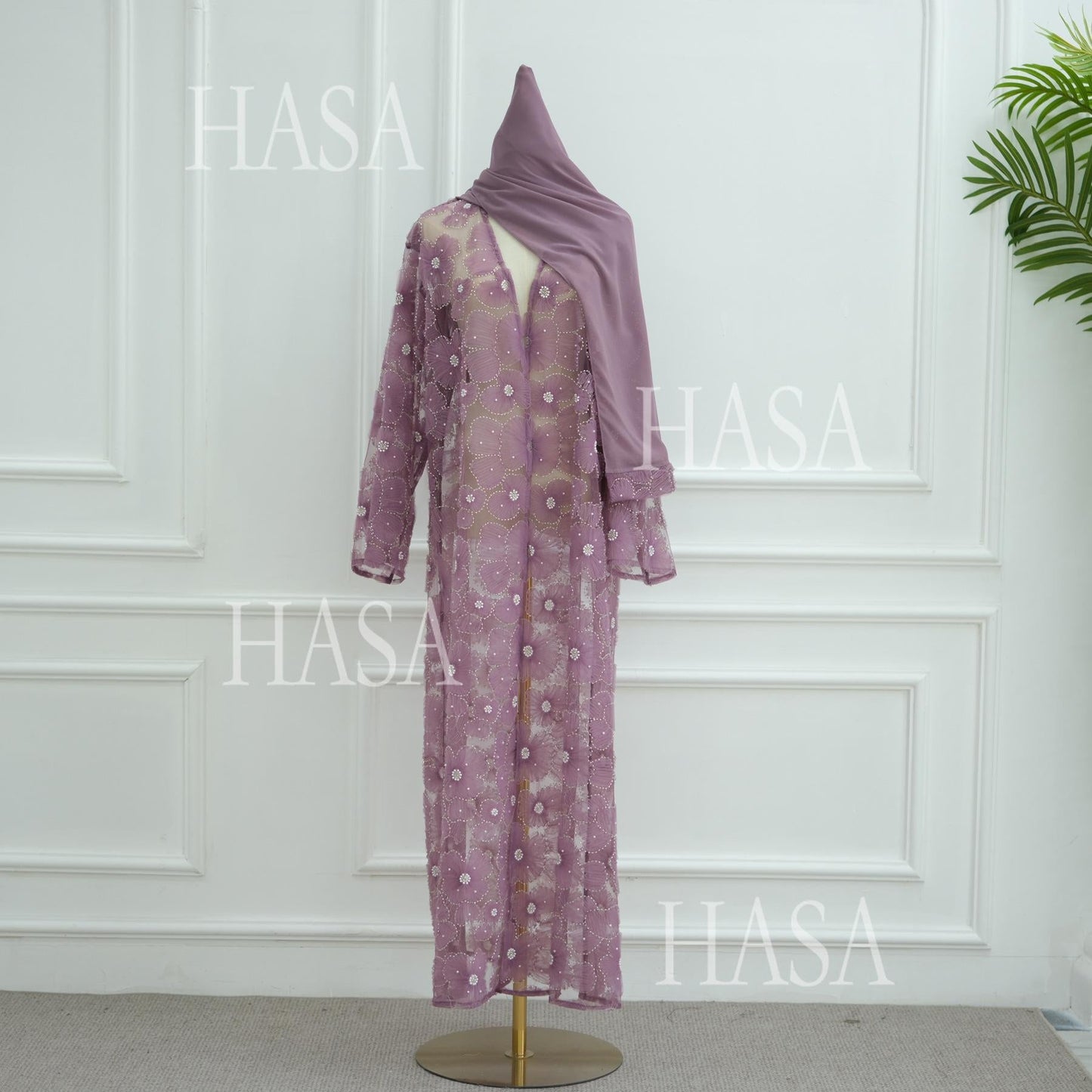 LUMAYA6625 Dreidimensionale, Perlenbesetzte Strickjacke Mit Blumenmuster, Die Mit Einer Inneren Schicht Oder Einem Kopftuch Kombiniert Werden Kann.