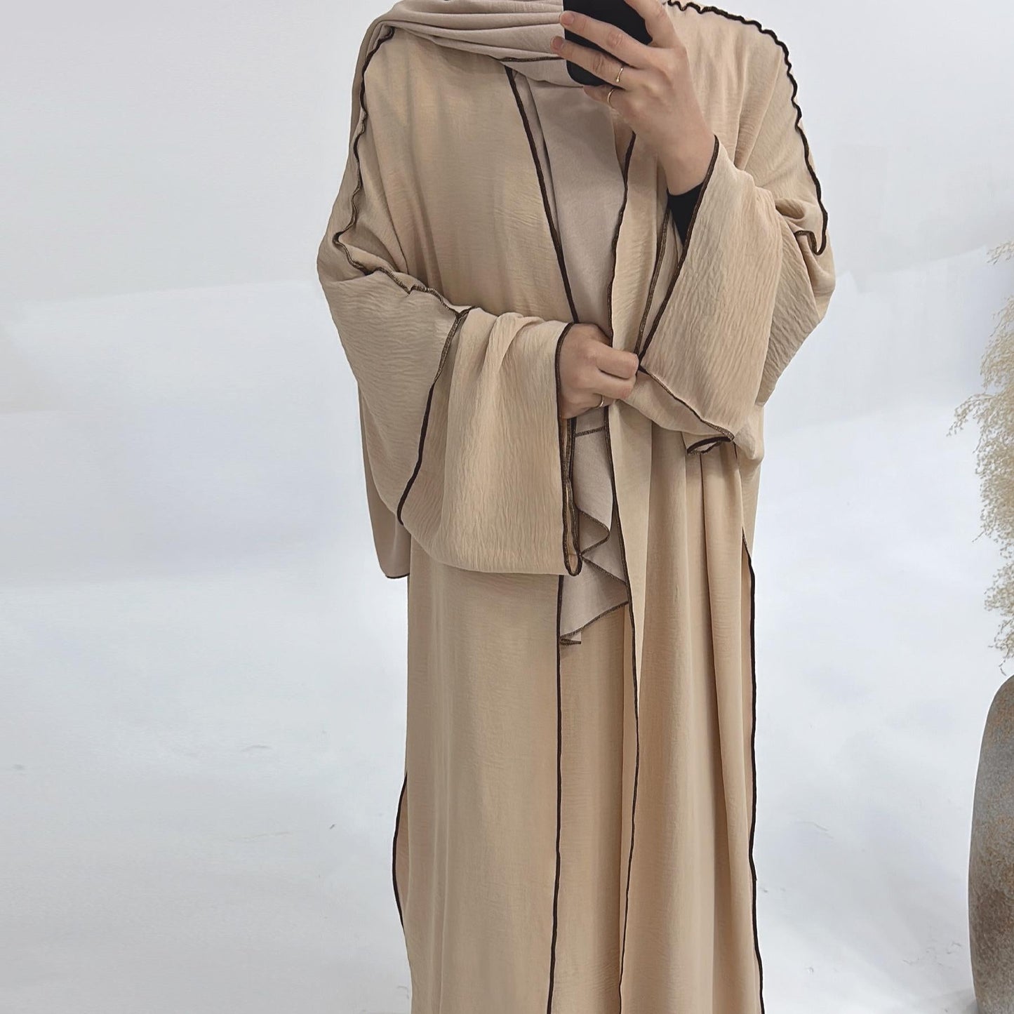 LUMAYA LM1182 3pcs Set Crepe Inner Dress and Cardigan and Hijab