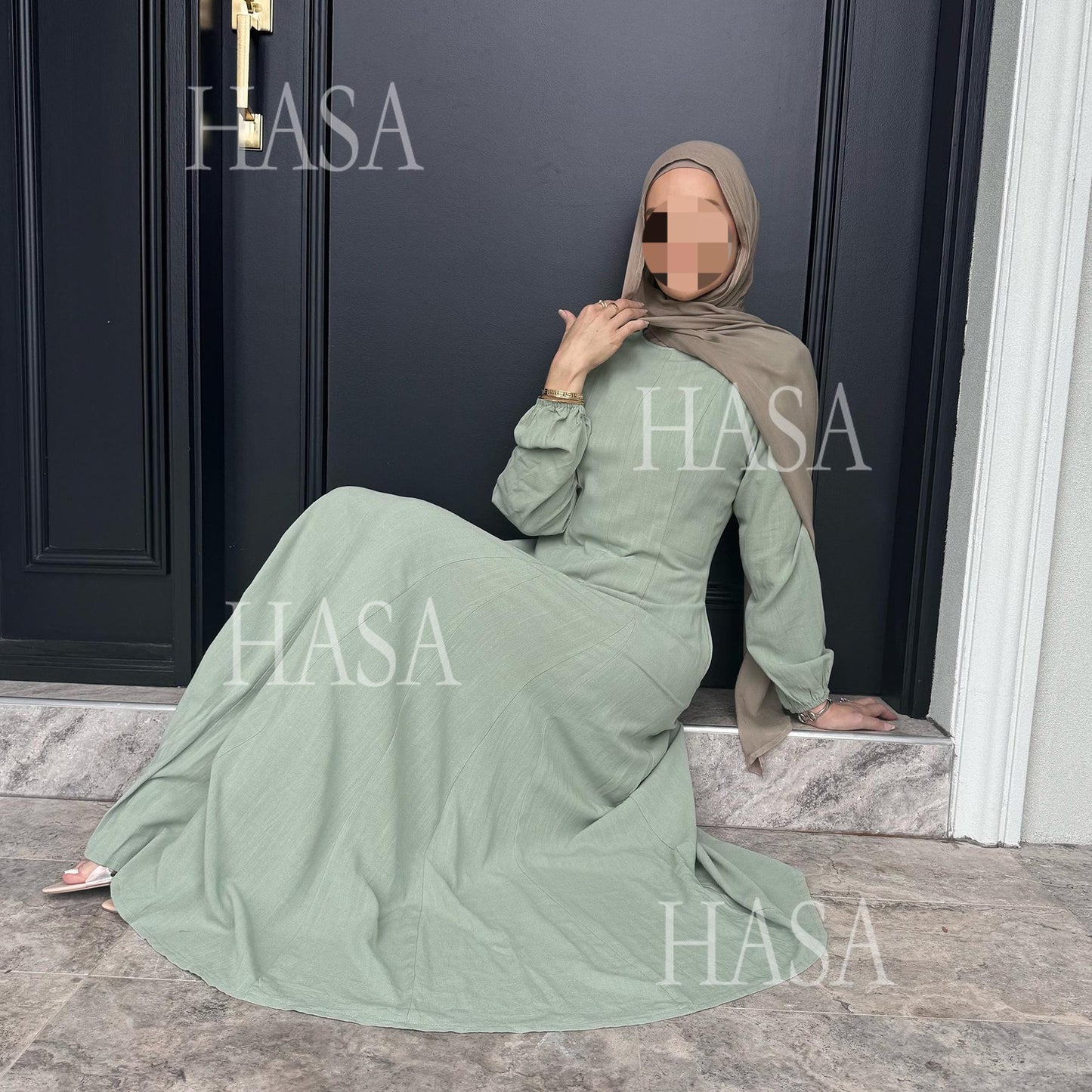 LMSA LM5868 Solid Color Swing Comfortable  Dress Robe Waist Cinching