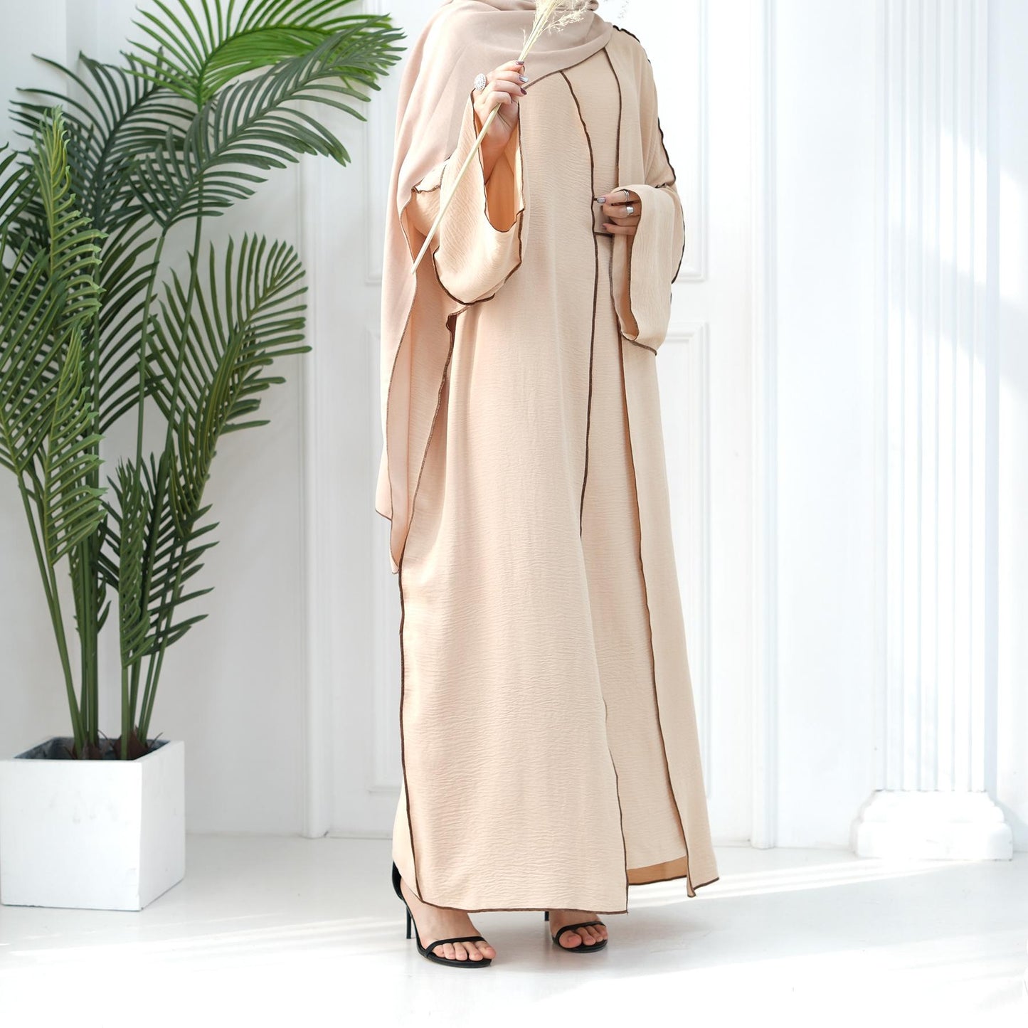 LUMAYA LM1095 3pcs Set Cardigan+without Sleeves Inner Dress+Hijab