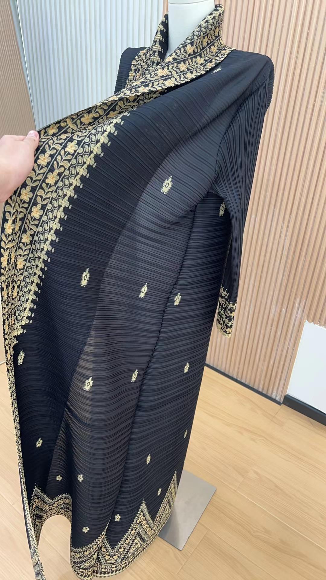 LUMAYA6709 Golden Dynasty , Black Abaya with Intricate Gold Embroidery