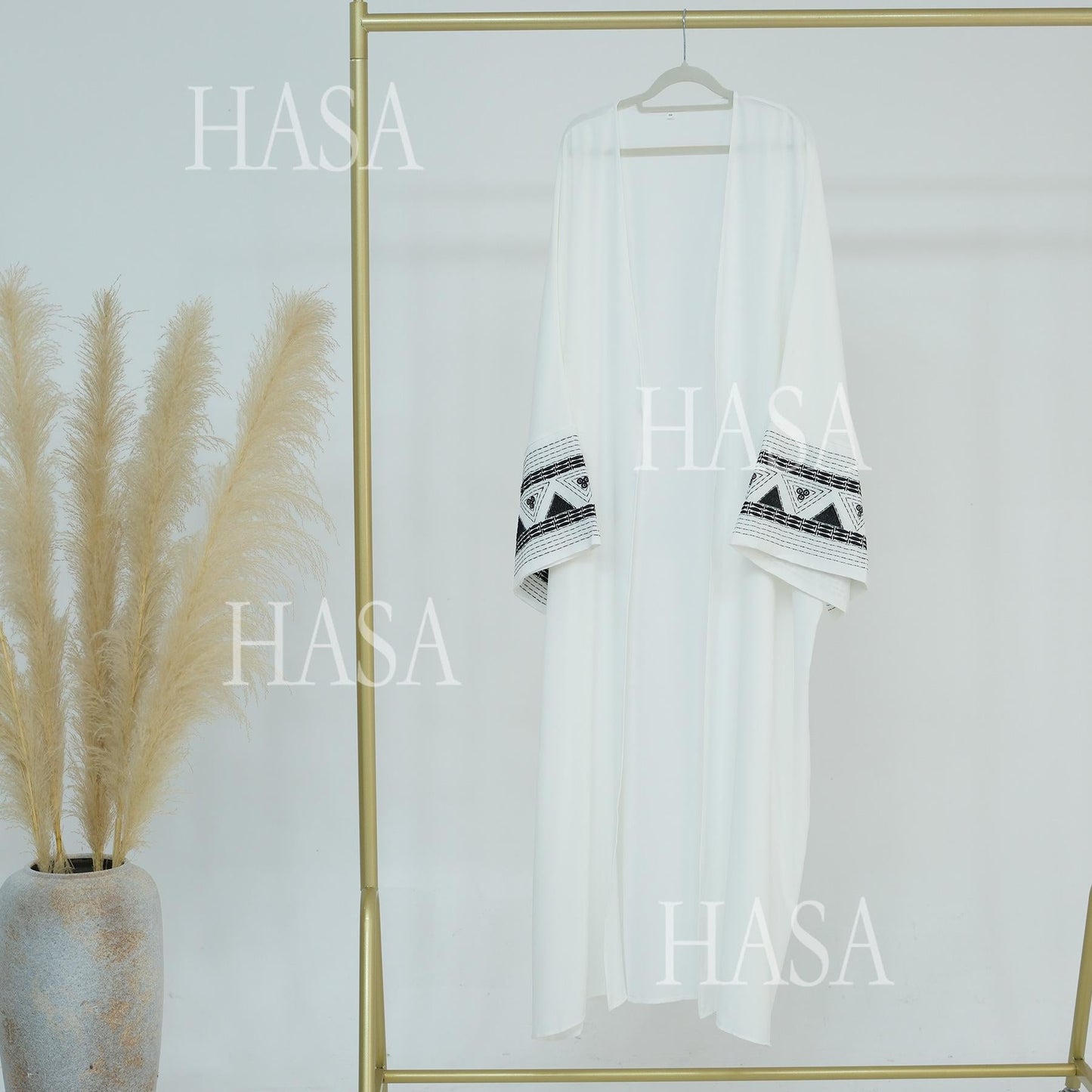 LUMAYASA's Series LUMAYA6506 Long Wide Sleeve Embroidered Robe Cardigan (No Headscarf)
