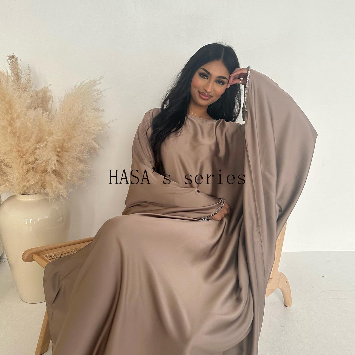 LUMAYA4841 A Minimalist, Beaded, Matte Satin Long Dress with A Subtle and Elegant Design.