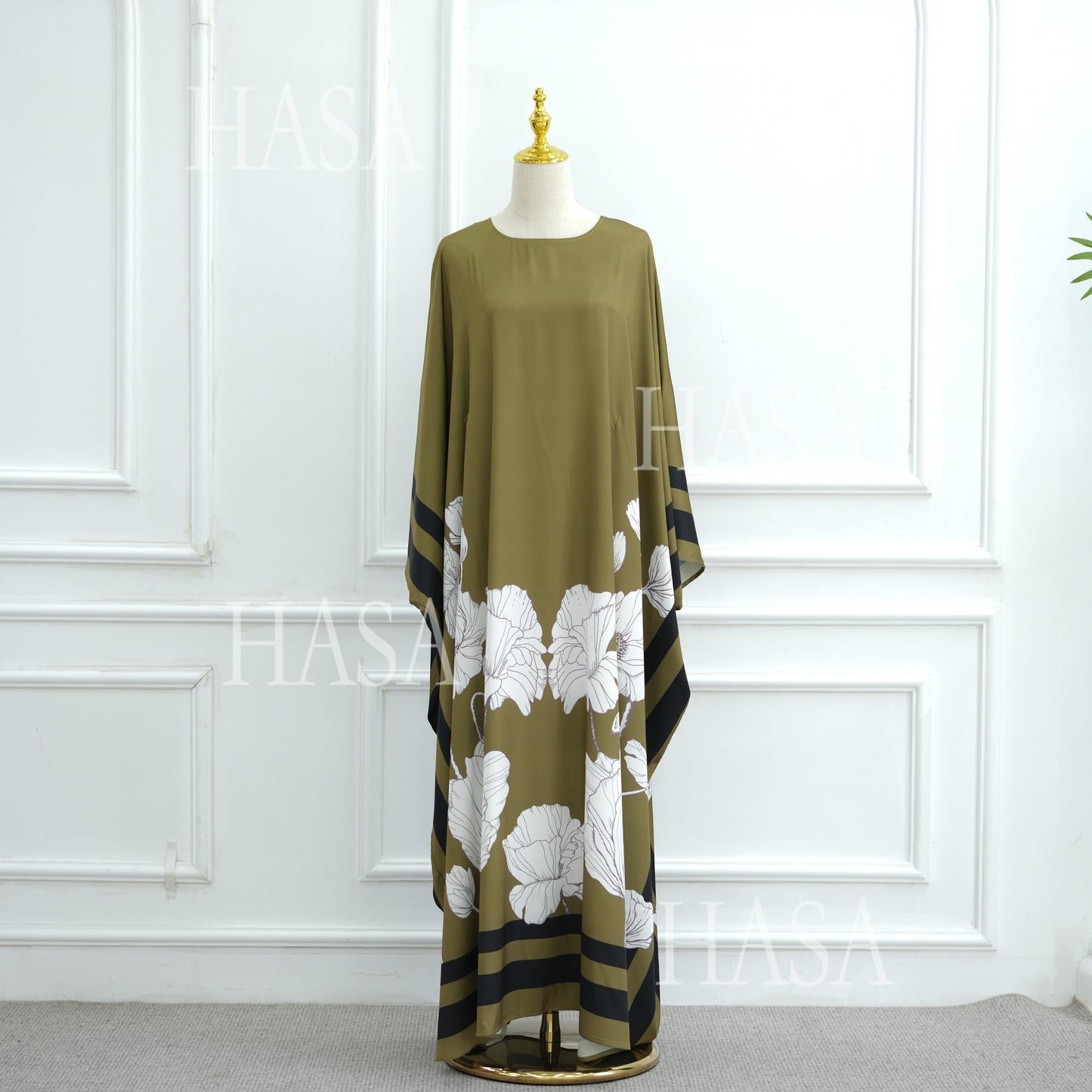 LM6556 Colorblock Print Cardigan Robe Dress