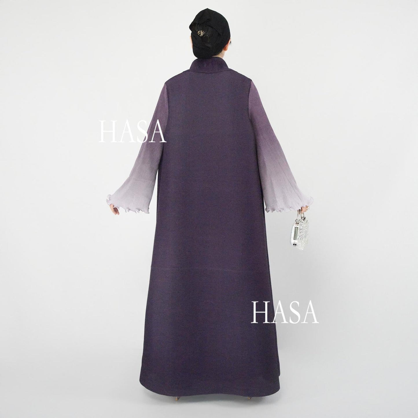 LUMAYA6360 Summer Ombré Gradient Abaya with Pleats and Fluted Bell Cuffs